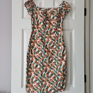 Collectif Dolores Wiggle Dress Pineapple Print Sz S